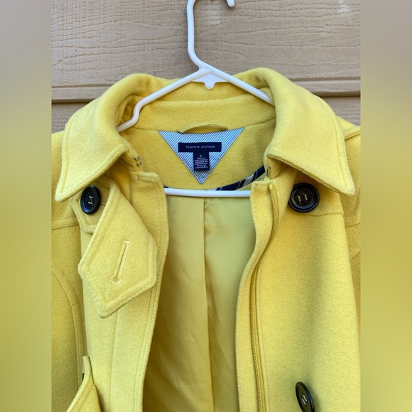 Tommy Hilfiger Yellow Wool Blend Pea Coat Jacket - Picture 9 of 15